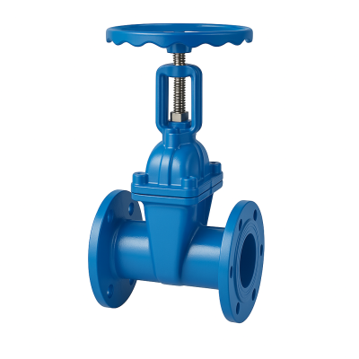 Gate Valve in blue color with flange ends